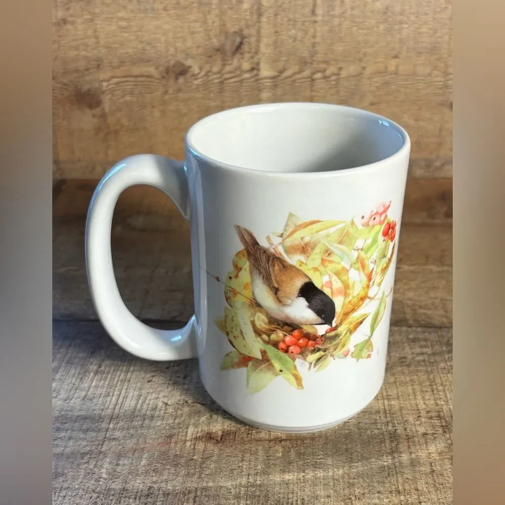 Marjolein Bastin Hallmark Sketchbook Chickadee Bird Coffee Mug 2004 Thailand